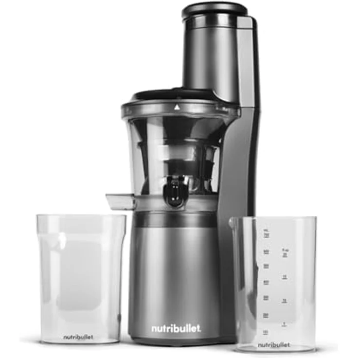 nutribullet NBJ500 Slow Juicer, Kaltentsafter mit 1,8 L Fruchtfleischbehälter, schwarzer Edelstahl, leiser Motor für effiziente Saftgewinnung – Bild 1