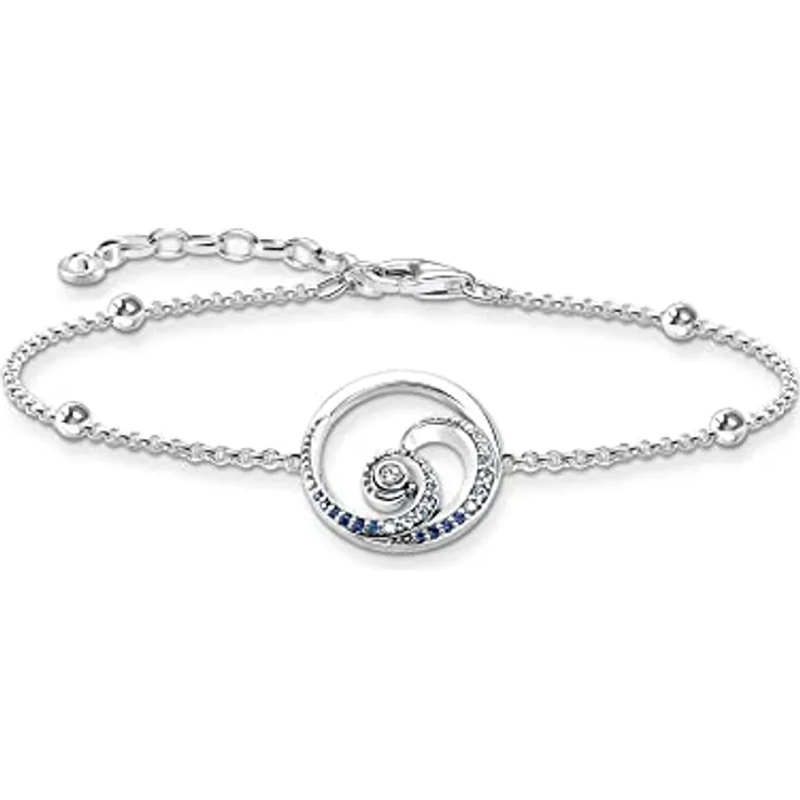 THOMAS SABO Damen-Armband Welle mit blauen Steinen A2045-644-1-L19v