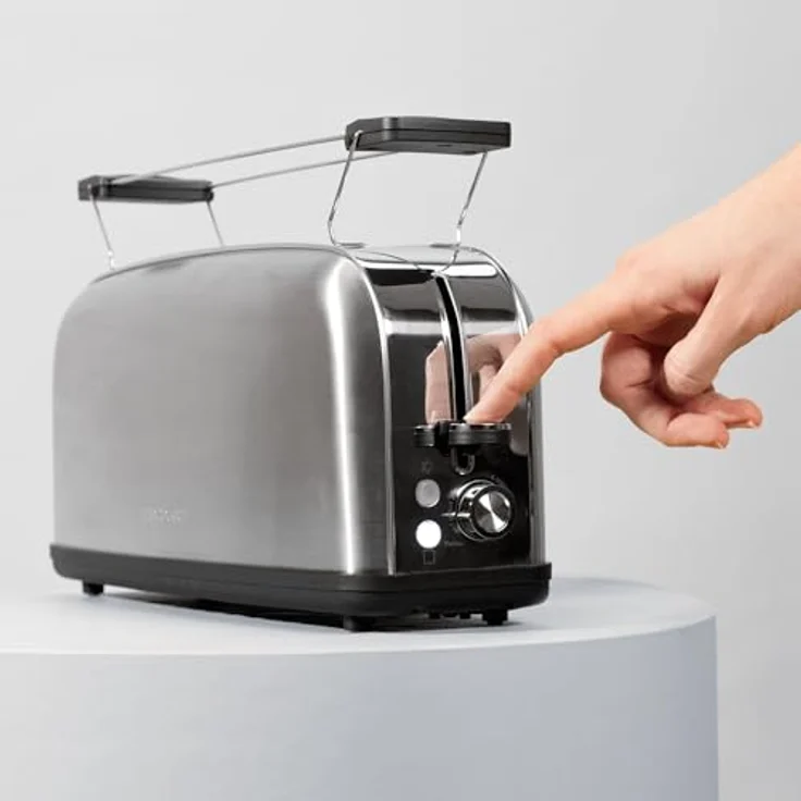 Cecotec Vertikaler Toaster Toastin' time 850 Inox Long, 850W, Breiter Schlitz 3,8 cm, Edelstahl, Automatische Abschaltung, 7 Röststufen, Krümelablage – Bild 4