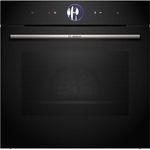 Bosch HRG7764B1, Smarter iQ700 Einbau-Backofen mit Dampfunktion, 60 x 60 cm, Schwarz, Made in Germany, Pyrolyse & Hydrolyse, Bratenthermometer, Air Fry, Farb-Touch-Screen, 4D Heißluft, Bosch Assist