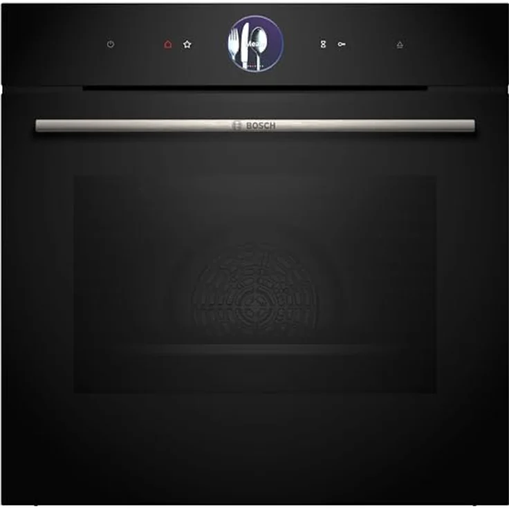 Bosch HRG7764B1, Smarter iQ700 Einbau-Backofen mit Dampfunktion, 60 x 60 cm, Schwarz, Made in Germany, Pyrolyse & Hydrolyse, Bratenthermometer, Air Fry, Farb-Touch-Screen, 4D Heißluft, Bosch Assist – Bild 1