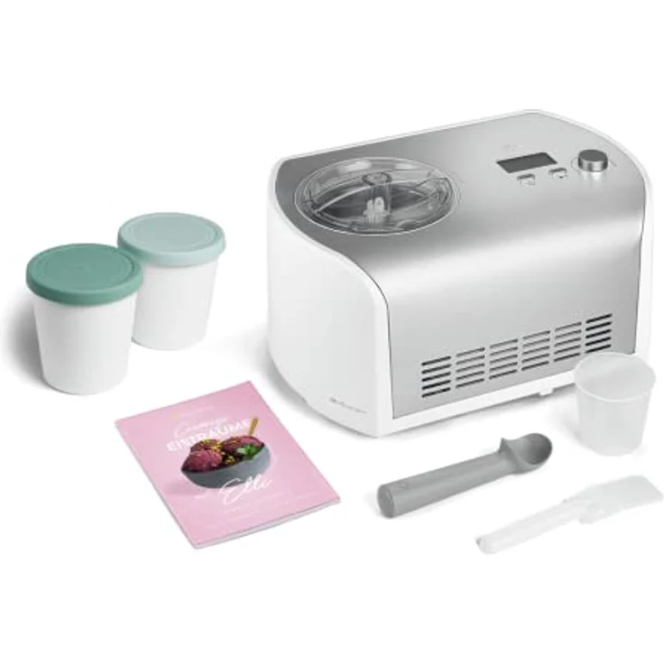 Springlane Eismaschine mit Kompressor inkl. Rezeptheft, 1,2 l, 135 W, Elli + 2 Aufbewahrungsbehälter Türkis – Bild 5