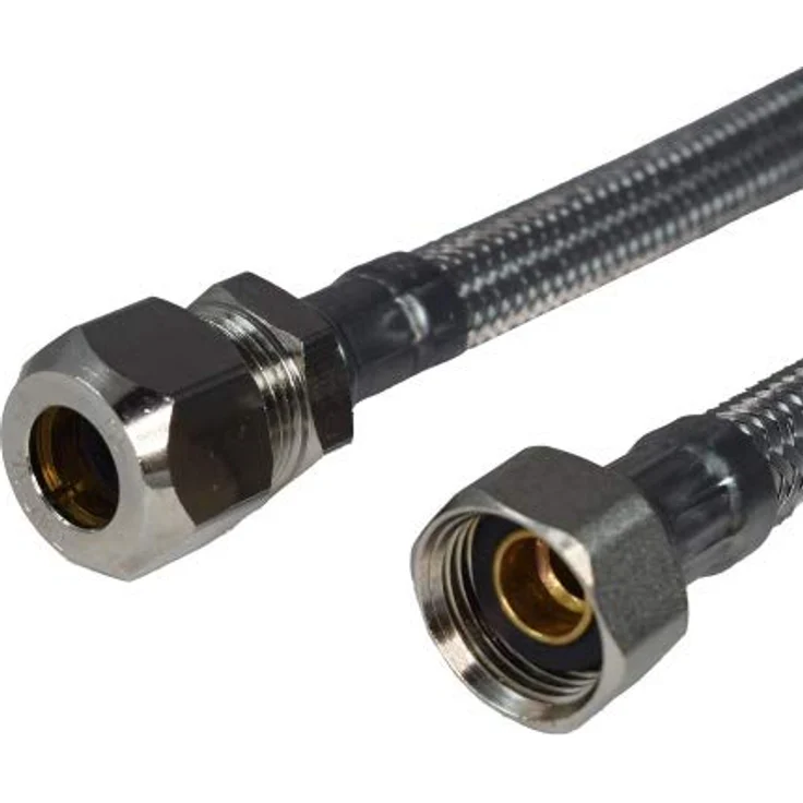 qpool24 Edelstahl/TPE Armaturen-Flexschlauch DN 8, temperaturbeständig, trinkwasserkonform, 300 mm Länge, inkl. Dichtungen – Bild 3