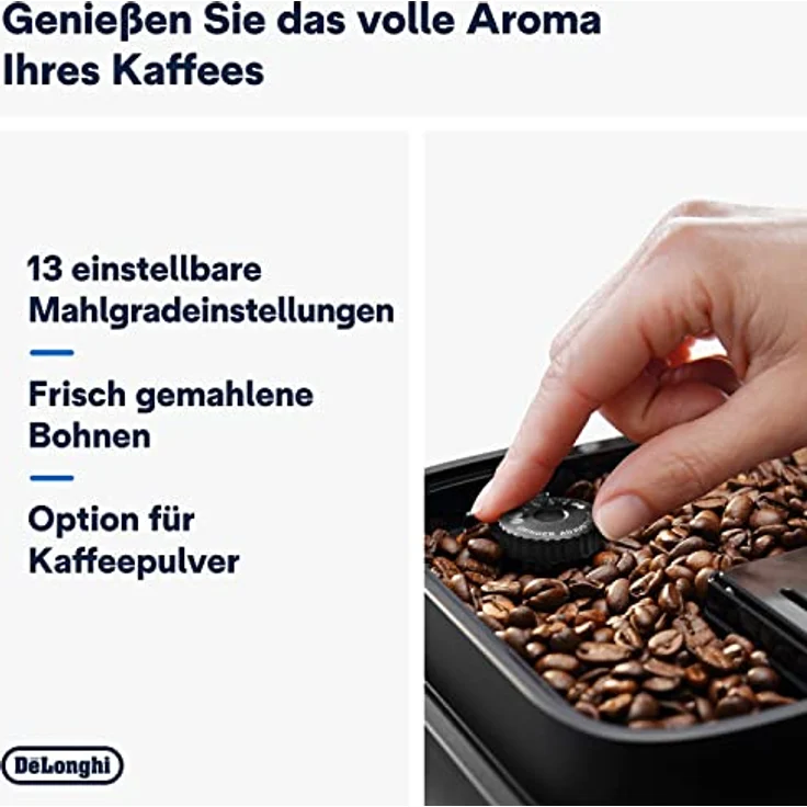 De'Longhi Magnifica Evo ECAM 292.33.SB Kaffeevollautomat mit Milchaufschäumdüse,5 Direktwahltasten für Espresso, Kaffee und Kaffeespezialitäten,intuitives Bedienfeld, 2-Tassen-Funktion, Silber/Schwarz – Bild 3