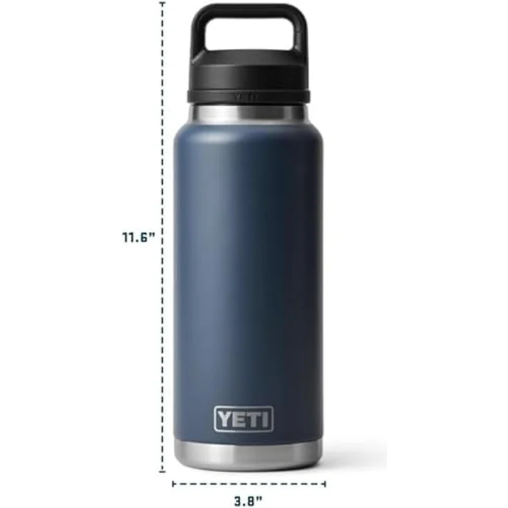 YETI Rambler Flasche 36 oz (1 L) mit Chug-Verschluss, 100 % auslaufsicher, doppelwandige Vakuumisolierung, Edelstahl, weiß – Bild 3