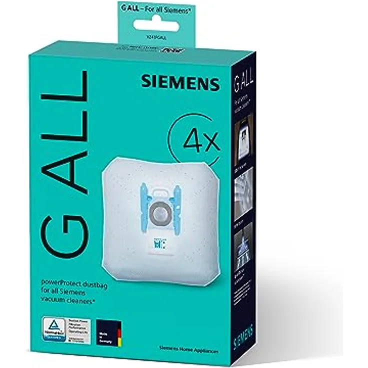 Siemens 576863 Staubsaugerbeutel, Hygieneverschluss für 99,9% Feinstaubfilterung, hohe Staubaufnahmekapazität