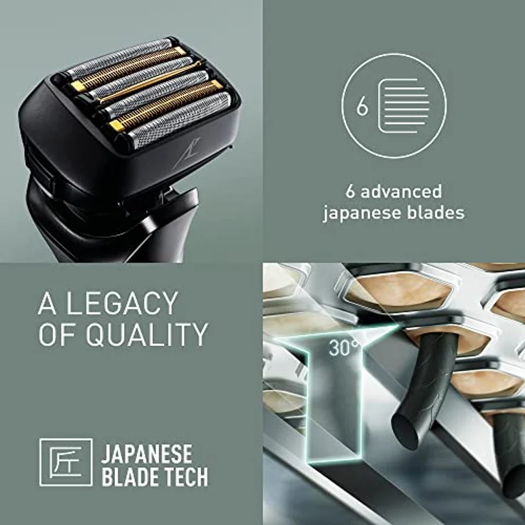 Panasonic Series 900+ Premium Nass- / Trocken Rasierer ES-LS9A, 6-fach-Scherkopf mit Linearmotor, inklusiv Reinigungs- und Ladestation, schwarz, Matt-schwarz – Bild 2