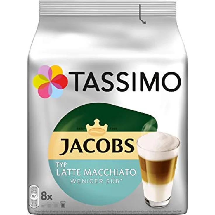 Tassimo Jacobs Typ Latte Macchiato Weniger Süß, Kaffeekapsel, Milchkaffee, 220 g, 8 Portionen – Bild 2