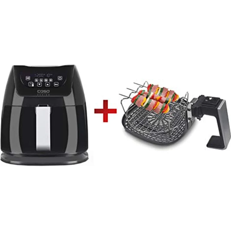 Caso 3179 AF 255 Heißluftfritteuse, ohne Öl, 3 Liter Fassungsvermögen, 1 kg, 60-200°C, Grill-Rost, schwarz, Edelstahl Kunststoff – Bild 4