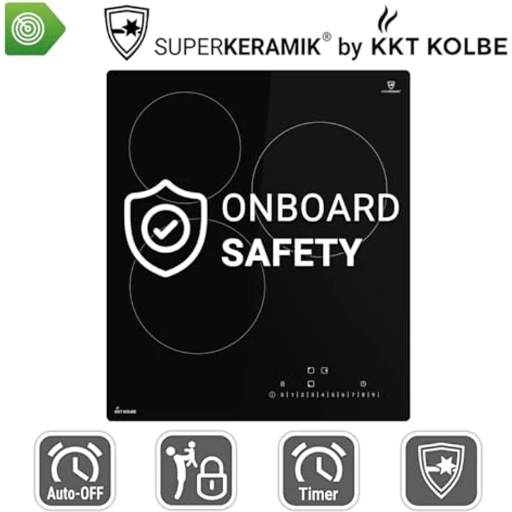 KKT KOLBE Elektro-Kochfeld KF4500RL, 45cm / Autark / 9 Stufen / 3 Zonen / Rahmenlos, in Schwarz – Bild 5
