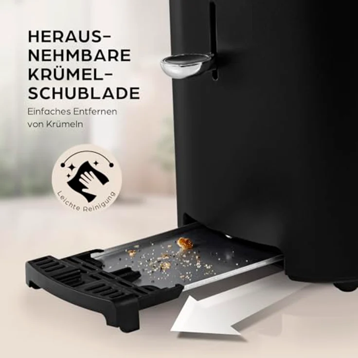 GOURMETmaxx Kurzschlitz-Toaster für 2 Scheiben, schwarzer Toaströster mit 6 Bräunungsgraden, Ready-2-eat-Countdown, Touchdisplay, Brötchenaufsatz & Aufwärmfunktion – Bild 5