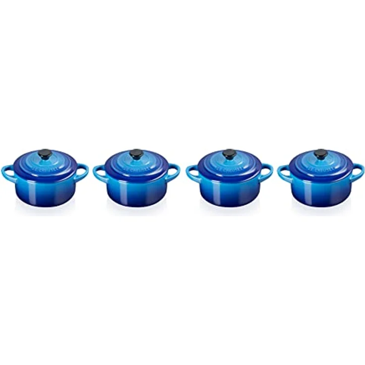 Le Creuset 4er-Set Mini Cocottes aus Steinzeug, je 200 ml, 10 x 5 cm, Azure, 79212102200100 – Bild 1