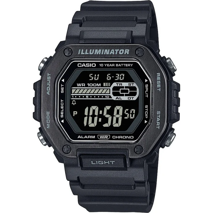 CASIO TIMELESS COLLECTION Chronograph MWD-110HB-1BVEF, Herrenuhr mit digitalem Display, automatischer Kalender, Schwarz – Bild 1