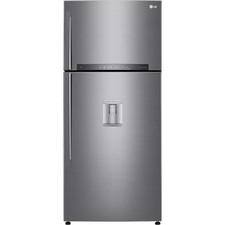 LG GTF744PZPED, Freistehende Kühl-Gefrierkombination mit 509 l, NoFrost, Multi Airflow, Wasserspender, Platin