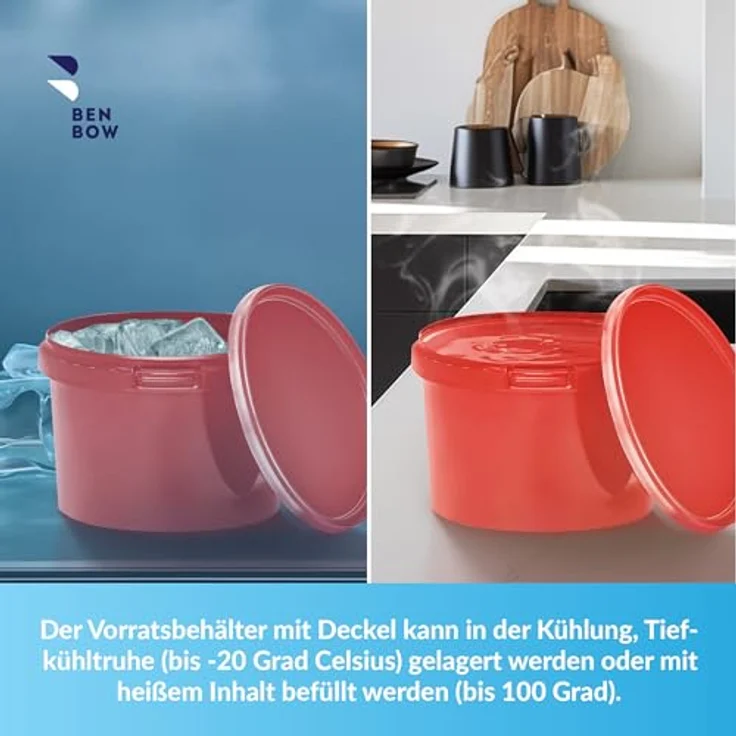 BenBow Eimer mit Deckel 0,5l rot - lebensmittelecht, luftdicht, auslaufsicher – Bild 5