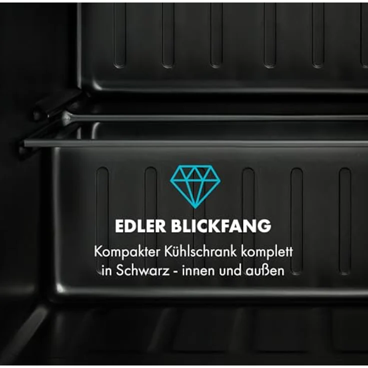 Klarstein Obsidian HEA14, 46 Liter Mini Kühlschrank mit Eisfach, schwarz – Bild 3