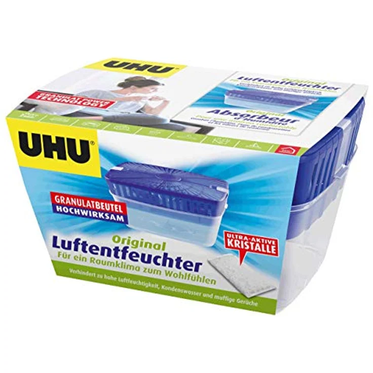 UHU Luftentfeuchter Original 1000 g, bekämpft Feuchtigkeit und Gerüche, geräusch- und geruchlos, weiß – Bild 4