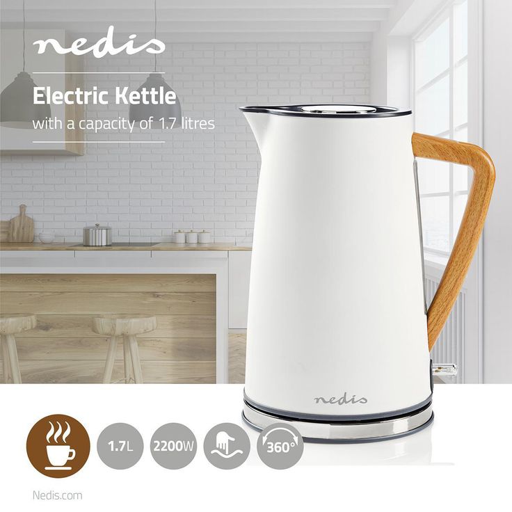 Nedis KAWK510EWT Wasserkocher, 1,7 l, 1850 - 2200 W, Soft-Touch, Trockengehschutz, Selbstabschaltung, verdeckte Heizelemente, Strix-Controller, Wasserstandsanzeige, Antikalk-Filter, weiß – Bild 2