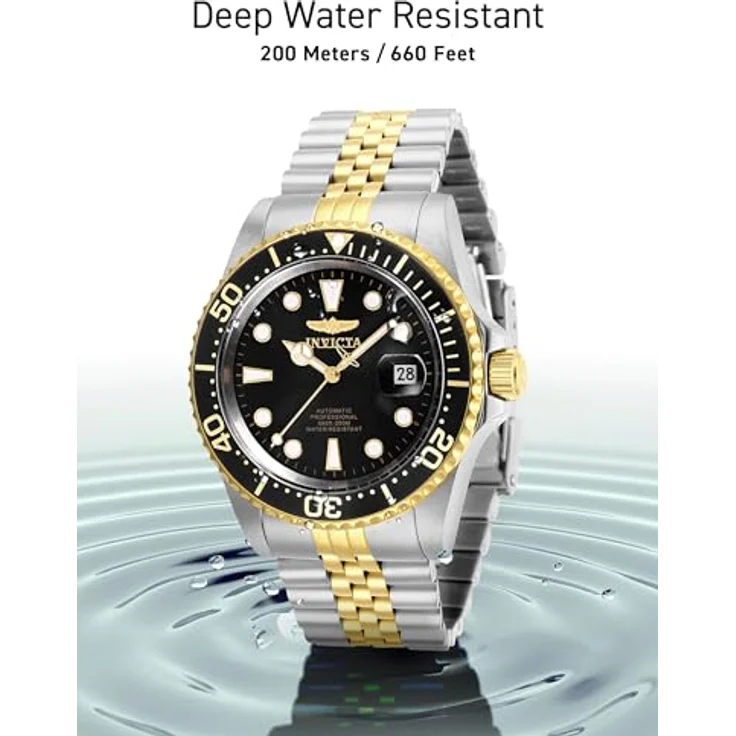 Invicta Pro Diver Automatikuhr, Edelstahl Herrenarmbanduhr mit schwarzem Zifferblatt, 42mm, 20 bar wasserdicht – Bild 5