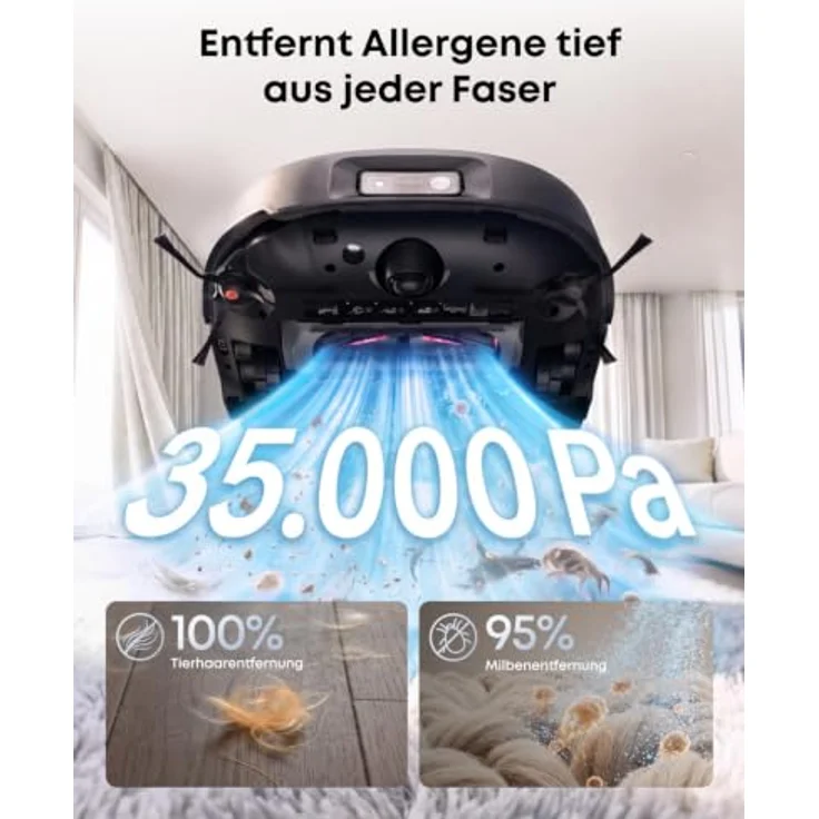 anker eufy Saugroboter HydroJet E35 mit Wischfunktion, 35.000Pa Saugkraft, selbstreinigende Wischrolle und ThermoClean 8-in-1 Station – Bild 4