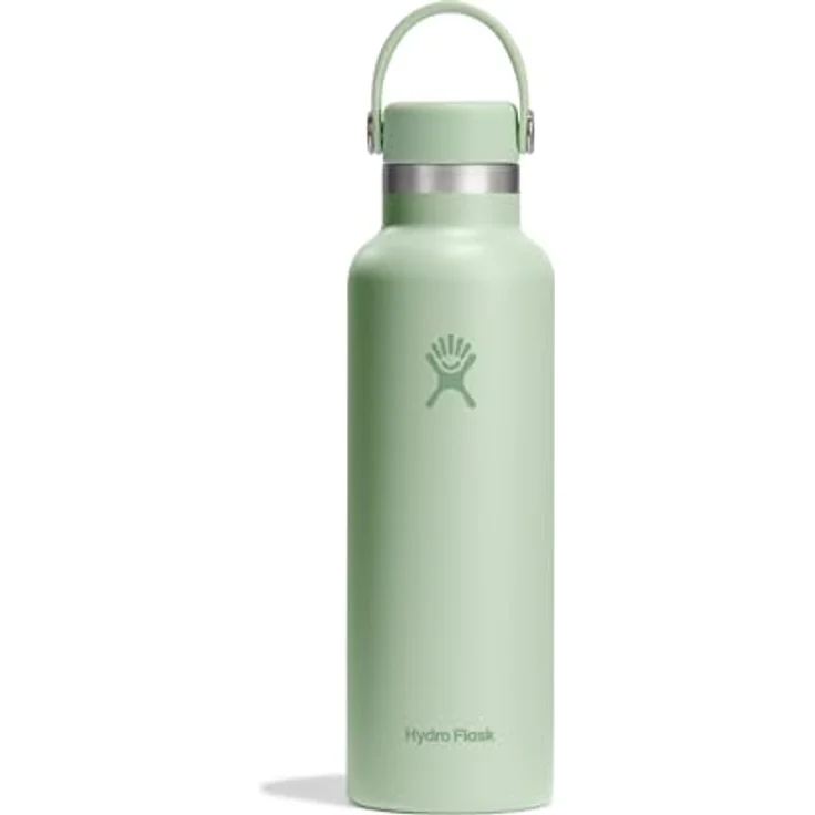 HYDRO FLASK Standard Mouth Trinkflasche 621ml (21 oz) Isolierte Wasserflasche aus Edelstahl Sportflasche mit auslaufsicherem Flex Deckel & Gurt Thermoflasche Spülmaschinenfest Aloe – Bild 1