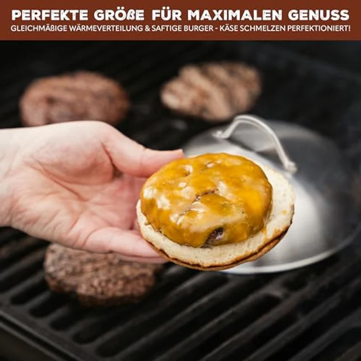 bremermann Burgerhaube 22,5 cm // Grillhaube Schmelzglocke Burger-Cover // Edelstahl, multifunktionale Garhaube mit gleichmäßiger Hitze – Bild 4