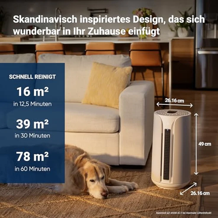 BLUEAIR ComfortPure T10i, 3-in-1 Luftreiniger mit HEPA Silent Technologie, Kühlen, Heizen, Reinigen, für Zuhause, Haustiere, Allergien, Staub, Rauch, Gerüche, sanfte Leinenfarbe – Bild 4