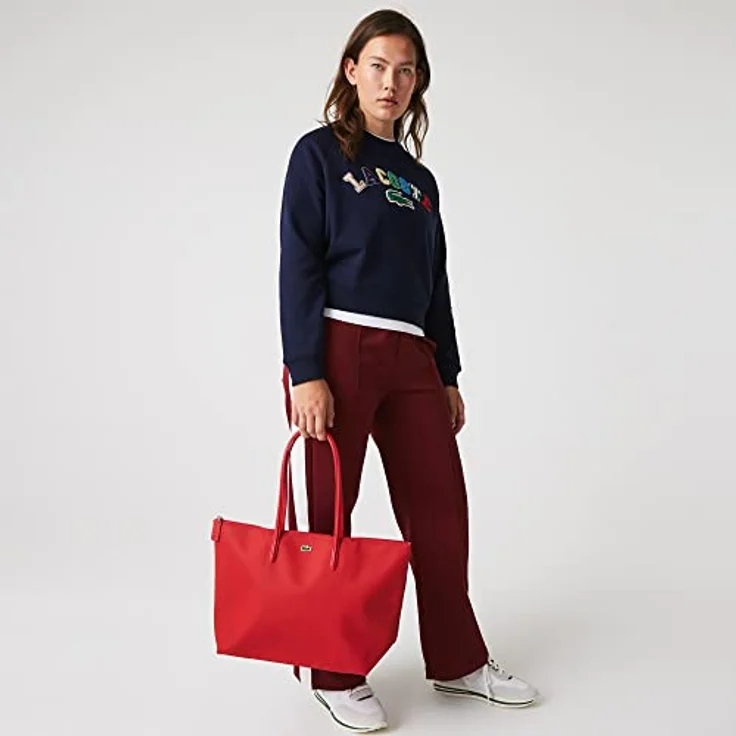 Lacoste Shopper Concept, PVC Einkaufstasche mit aufgedrucktem Krokodil, schwarz – Bild 10