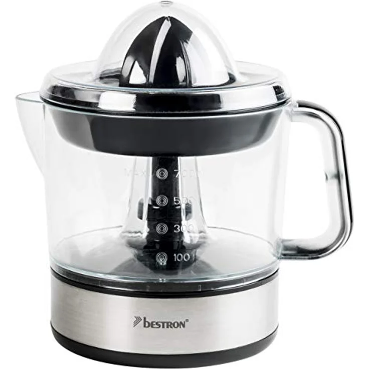 Bestron Elektrische Zitruspresse mit Aromadeckel, 0,7 l, 40 Watt, Schwarz – Bild 2