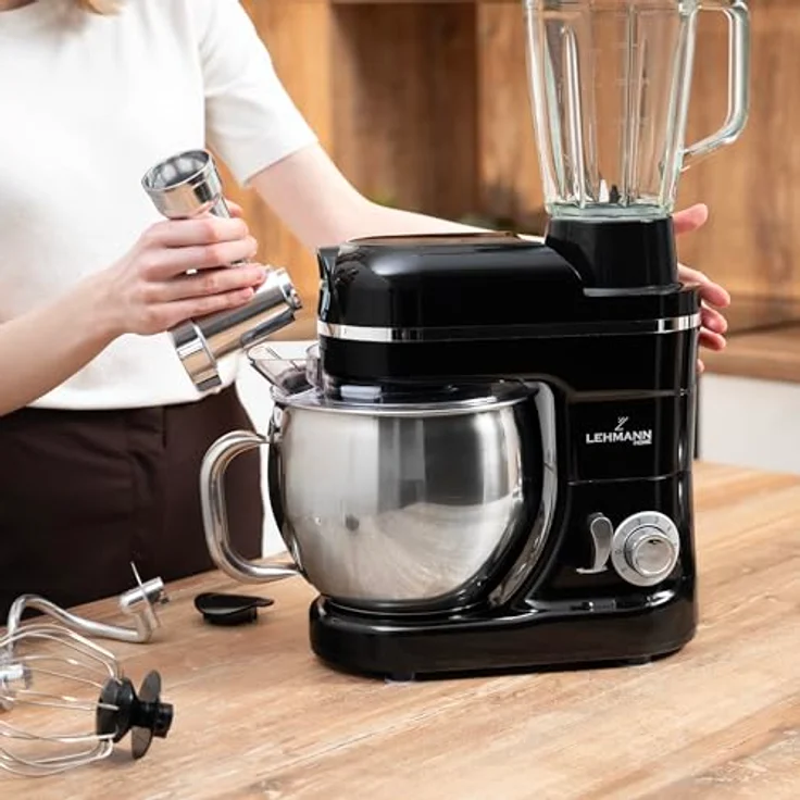 LEHMANN Universal Küchenmaschine 3 in 1 Set | Rührmaschine mit planetarisches Rührsystem und Fleischwolf | 5L Edelstahlschüssel inkl. 1.5L Saftpresse – Bild 2