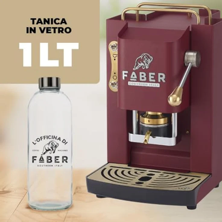 Faber Coffee Machines Faber Pro Deluxe 3.0 Kaffeepadmaschine, Messing-Details, kompatibel mit 44 mm ESE-Pads, Hygienischer Wassertank aus Glas – Bild 4