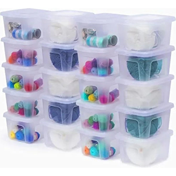 Iris Ohyama, Box, Aufbewahrungsorganizer aus Kunststoff, 20er Pack, 2L, Stapelbar, Stabil, Zimmer, Büro, Wohnzimmer - Modular Clear Box MCB-2 -Transparent