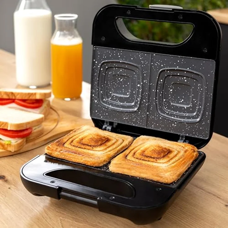 Cecotec Sandwichmaker Rock'nToast Square +, 800W, quadratische Platten, RockStone Steinbeschichtung, Edelstahl, PFOA-frei – Bild 4