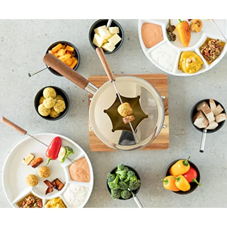 MÄSER 925600 Fondue-Teller Set für 4 Personen, ideal auch als Grillteller, weiß, Ø 24 cm, Porzellan – Bild 5