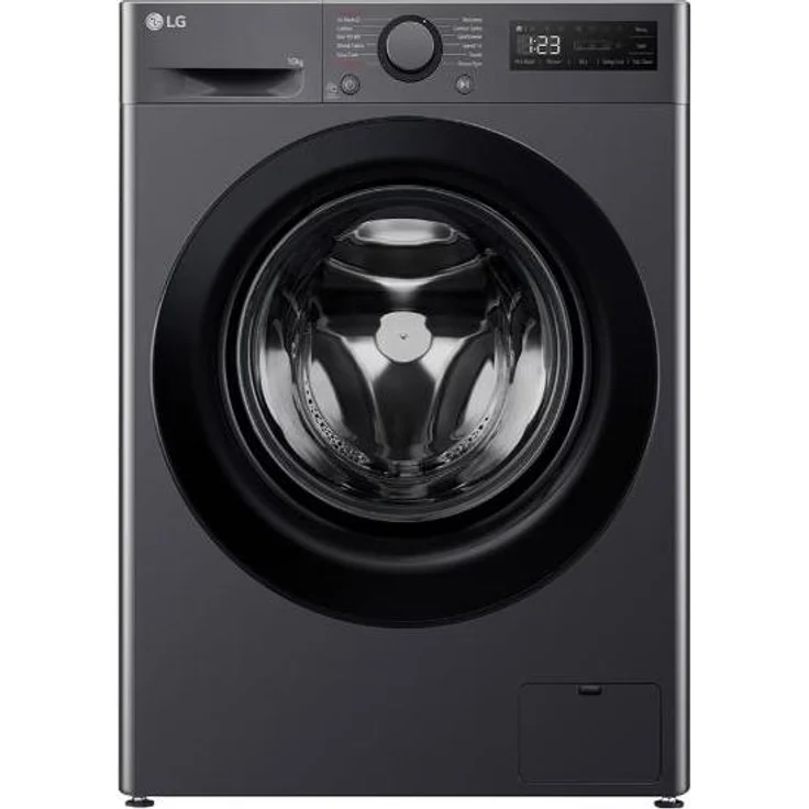 LG F2WR508S2M Waschmaschine, A, Frontlader, 10 kg Kapazität, 1400 U/min, Mittelschwarz, Startzeitvorwahl, niedriger Geräuschpegel 71 dB