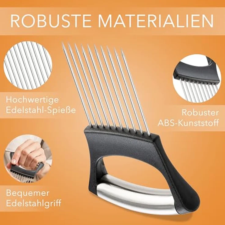 AVANA Edelstahl Zwiebelhalter, praktische Schneidehilfe für Zwiebeln, Tomaten und Gemüse, rutschfest und spülmaschinenfest – Bild 5