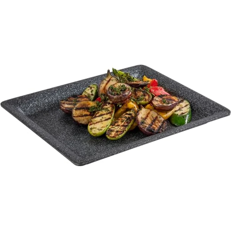 APS GN-Tablett 32,5 x 26,5 cm Aluminium Schwarz-Silber, antihaftbeschichtet, für warme und kalte Speisen – Bild 2
