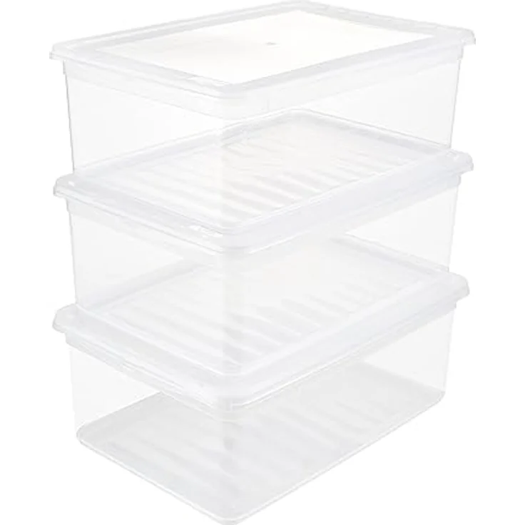 keeeper Aufbewahrungsboxen mit Air Control System, 3-teiliges Set, Höhe: 14 cm, 3 x 11 l, 39 x 26,5 x 14 cm, Bea, Transparent – Bild 3