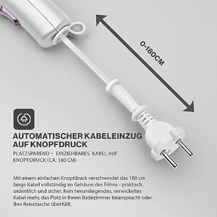 ProfiCare PC-HT 3020 Profi-Haartrockner, 2000W, Kabeleinzug, 3 Temperatur-Leistungsstufen, Ionisierungsfunktion, anthrazit-blau – Bild 3