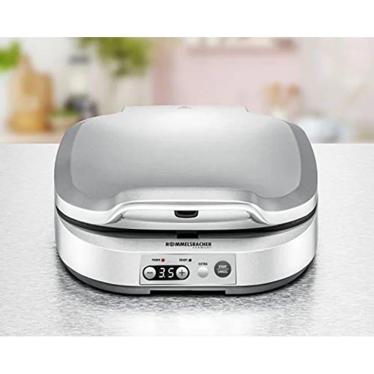 Rommelsbacher PC 1800 Pam Pancake, Crêpes-Maker, 1800 Watt, für 4 Waffeln, LED-Display, 4 Backmulden à 13,5 cm Ø, silber – Bild 6