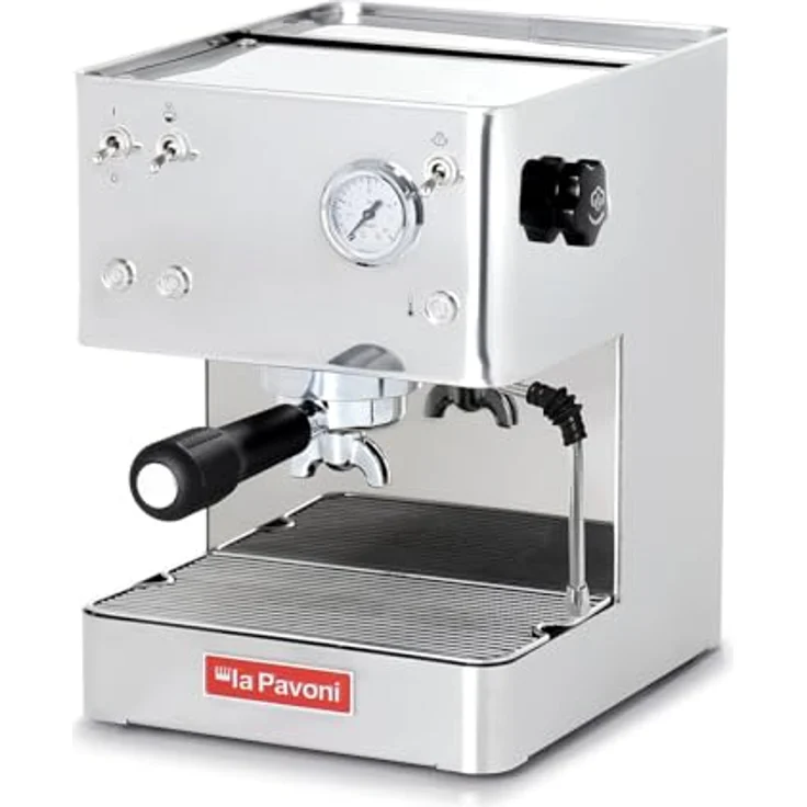 La Pavoni Siebträgermaschine New Casa Bar Steel, Espressomaschine mit mattschwarzem Edelstahlgehäuse und 15 bar Pumpendruck – Bild 2