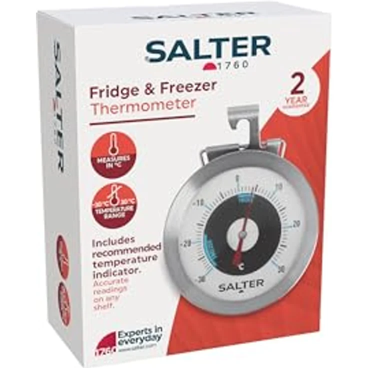 Salter analoges Thermometer für Kühl- und Gefrierschrank - Kühlthermometer Gefrierthermometer Temperaturbereich -30 bis 30°C, Edelstahl Gehäuse, Bimetall Sensor für exakte Ergebnisse – Bild 4