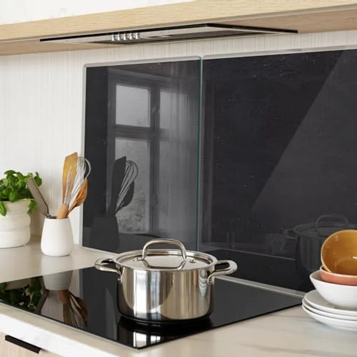 Tulup Schneidebretter Glas, 2 Stück 40x52 cm, dekorativ, hitzebeständig, lebensmittelecht, antibakteriell, schwarz, mit rutschfesten Silikonfüßen – Bild 2
