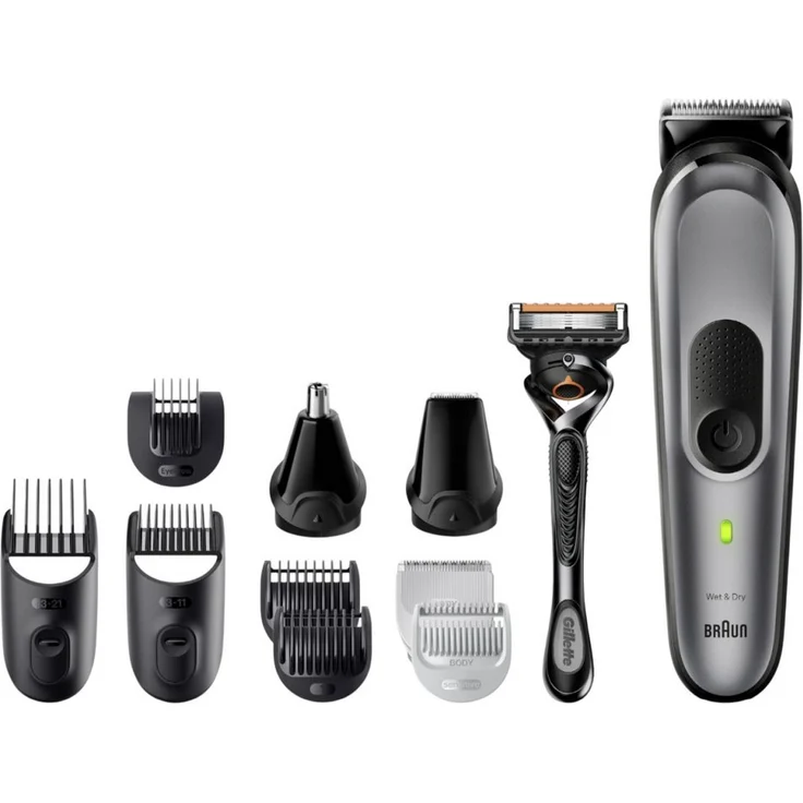 Braun Series 7 MGK7440 Multi-Grooming-Kit, Haar- und Bartschneider mit AutoSense-Technologie, Ladegerät und Kulturtasche, space grey – Bild 1