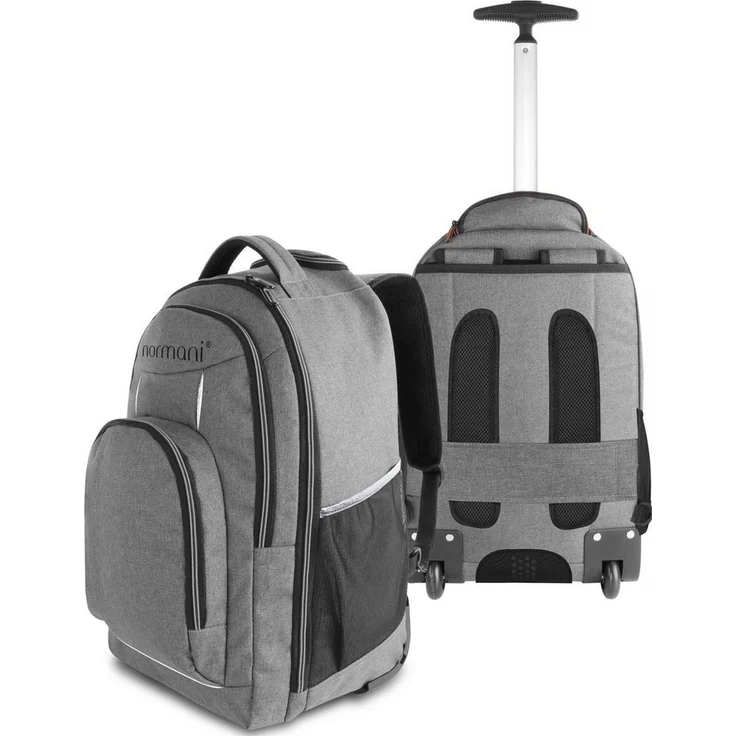 normani Daypack Rucksack mit Trolleyfunktion 30 Liter Yori, Trolley-Rucksack mit Rollen, schwarz