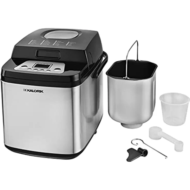 Kalorik TKG BBA 2001 Brotbackautomat, Kapazität ca. 500 g & 700 g, 19 digitale Programme, LCD-Display, 10 min Stromausfallspeicher, 15h Verzögerungstimer, Warmhaltefunktion, 500 Watt, Silber/Schwarz – Bild 4