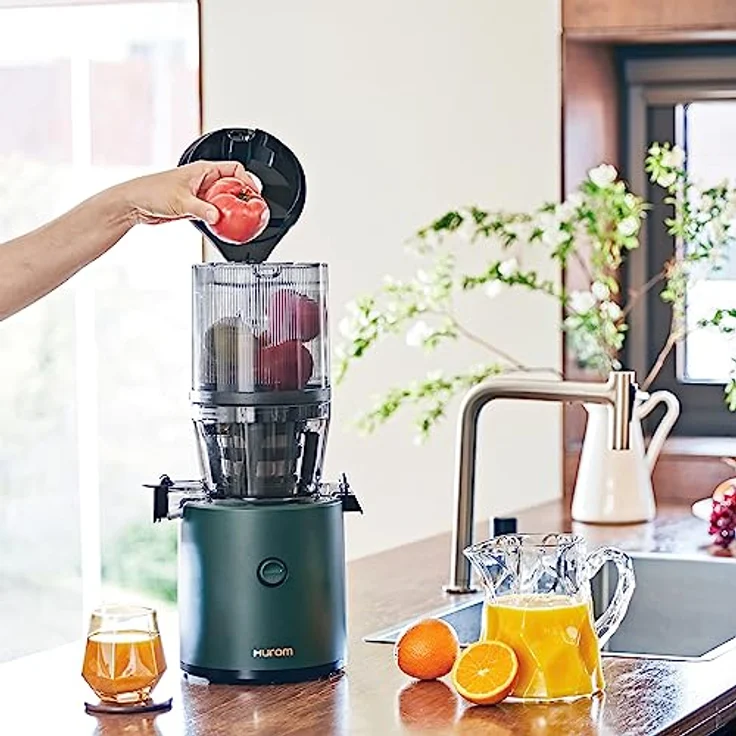 HUROM | Slow Juicer | Entsafter Gemüse und Obst | H320N | Elektrische Kaltpresse | Ruhiger Motor | Leicht zu Reinigen | mit Großem Behälter und Siebfilter | 2l | 200 Watt | BPA Frei | Dunkelgrün – Bild 2