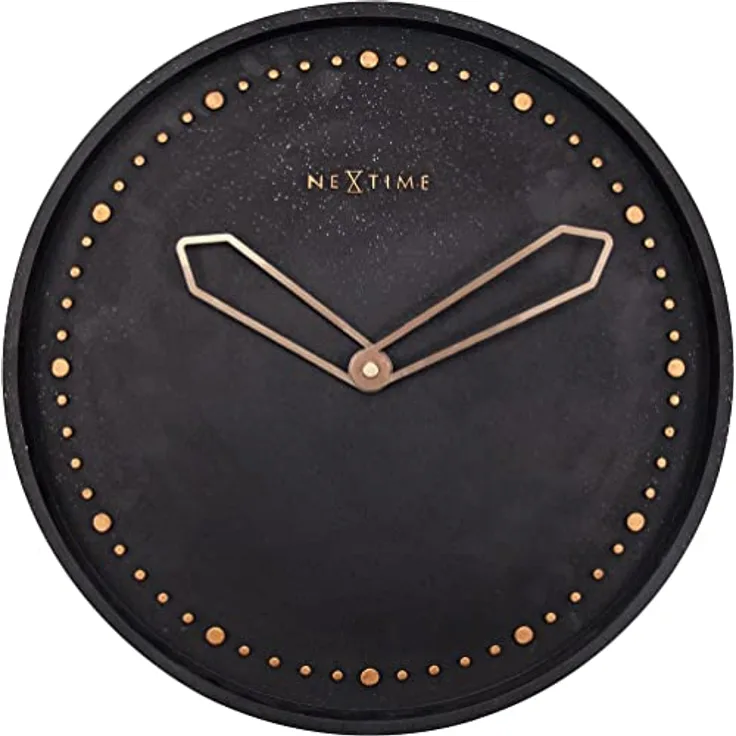 NeXtime Wanduhr "CROSS", lautlos, rund, schwarz mit Kunststein-/Metallgehäuse, ø 35 cm