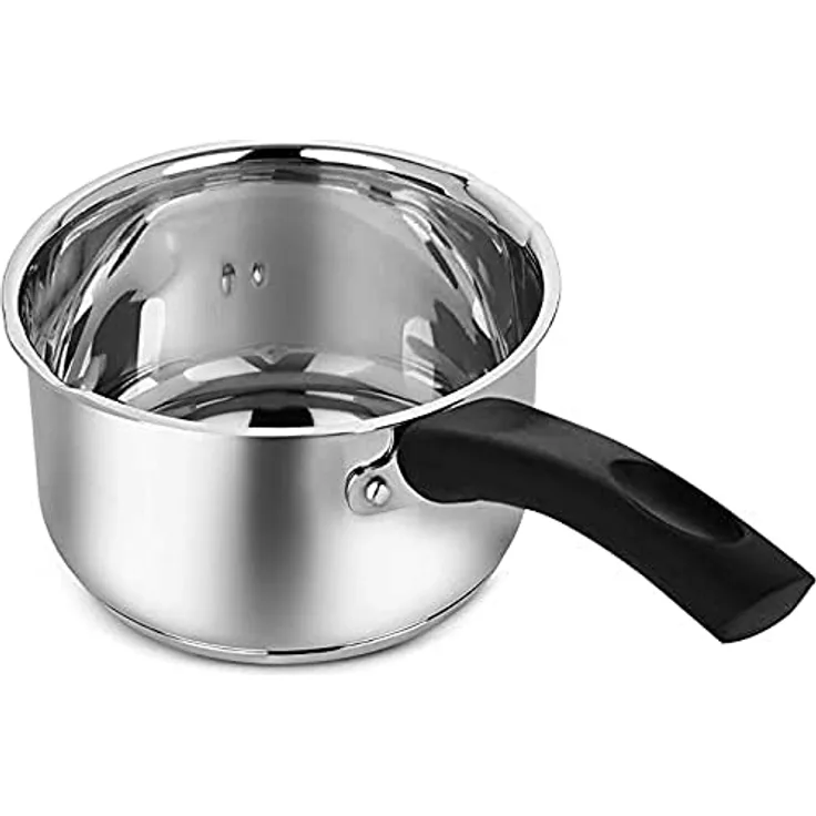 Penguin Home® Kochtopf 18 Cm, 2 Liter | Edelstahl-Kochtopf Mit Glasdeckel Und Phenolgriff | Induktionsfestes Topfset Mit Doppelten Ausgießlippen | Auflauf-Kochgeschirr-Set | Kochtöpfe & Pfannen