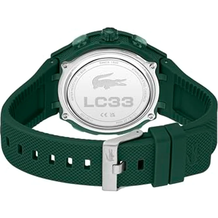 Lacoste Chronograph LC33 2011449, Quarzuhr mit analoge und digitale Anzeige, dunkelgrün, Silikonarmband, wasserdicht bis 10 bar, mit Multifunktionsalarm und Stoppfunktion – Bild 4